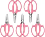 5 Piece Garden Flower Scissors, Sharp Stainless Steel Floral Shears, Trimming Plant Scissors All Purpose Shears Gardening Tools, Pruning Shears for Gardening with Comfortable Handle Pink 5pcs