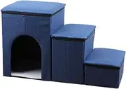 Dog Steps - 3 Step Portable Ramp Stairs, Storage Box Step Stairs | Foldable Pet Stairs with Storage Box and Condo, High Beds Safety Pet Ramp Stairs, Non Slip Dog Ramp for Puppy Cats Small Dog