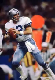 Dallas Cowboys Roger Staubach in action drops back to pass vs Hous- Old Photo