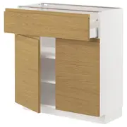 METOD / MAXIMERA base cabinet with drawer/2 doors, white/Voxtorp oak effect, 80x37x80 cm