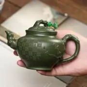 Full Handmade Tea Pot With String Bead Original Ore Real Yixing Zisha Green Clay