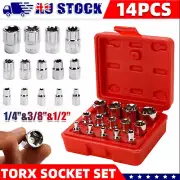 14pcs E Torx Socket Set Female Start Bit External Hex Torque E4-E24 W/Case Set