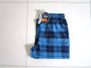 Peter Alexander Men's Turq/Black Long Cotton Check Classic Pyjama Pants Size XXL