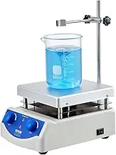 VEVOR Magnetic Stirrer Hot Plate, Max 716°F/380°C, 0-2000 RPM Hot Plate with Magnetic Stirrer, 3000mL Hot Plate Stirrer, Support Stand and Stir Bars Included, 500W Heating Power
