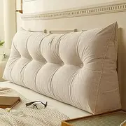 Wedge Pillows ，Lumbar Support Pillow，Headboard Reading Pillow, Triangular Headboard Cushion，for Bed Sofa Tatami, Washable Daybed Triangle Bolster Cushion(White,60x40x12cm)