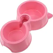 Kisangel Double Dog Cat Bowls Pet Food and Water Dispenser Set Non Spill Feeder for Dogs and Cats Stylish Pink Design for Home Use Water Bottle Included