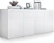 Sideboard Buffet High Gloss Storage Cabinet 4 Doors & 1 Drawer Cupboard Table Modern - White