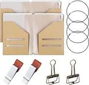 Mooliwe 2 Pack Travelers Passport Size Notebook Accessories Kit Include Travel Kraft File Folder, Zipper Case, Pen Holder, Binder Clip and Elastic Bands Travel Accessories Supplies