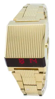 Bulova Computron Digital Day/Date Golden Stainless Steel 97C110 30M Mens Watch