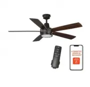 Hampton BayFanelee 54 in. White Color Changing LED Bronze Smart Ceiling Fan