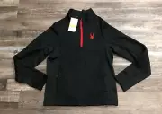 Spyder Mens Small Black Outbound Polar Tech Ski Sweater 1/4 Zip New $99 Tags