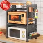 3-Tier Microwave Rack Expandable Toaster Shelf Utensil Holder Countertop Black