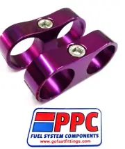 POLISHED PURPLE ALUMINUM BILLET DUAL HOSE SEPARATOR 1 inch i.d. 2 PER PK