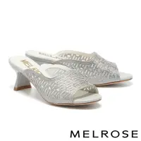 在飛比找momo購物網優惠-【MELROSE】華麗精美水鑽金屬布高跟拖鞋(灰)