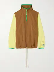 [Tory Sport] Tory Sport - Color-block Crinkled-shell Jacket - Brown - x large x large Brown