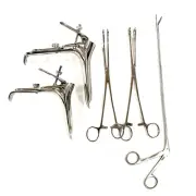 Gynecology Surgical Instruments Kit Sponge Forceps, Mithieu IUD 12" & M+L Graves