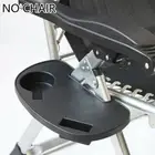 Portable Reclining Chair Side Table Cup Holder Garden Tray Black Plastic