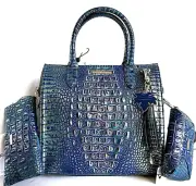 Brahmin Caroline Carryall Dragon Leather Bag+Wallet+Eyeglass Case+Tassel NWT