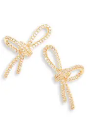 Nordstrom Dainty Pavé Cubic Zirconia Bow Stud Earrings in Clear- Gold at Nordstrom One Size