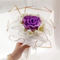 在飛比找PChome24h購物優惠-手工編織鉤針毛線送禮玫瑰花束-漸變紫