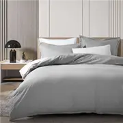 2/3 Piece Luxton Pure Plain Quilt Cover Set Pewter (Single, Double, Queen, King, Super King) Single