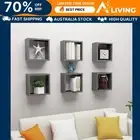 Wall Cube Shelves 6 pcs Grey 30x15x30 cm Floating Storage Organizer Home D 07006