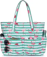 [oscaurt] Beach Bags for Women, Beach Tote Bag Waterproof Sandproof Swim Pool Bag Large Capacity Beach Bag with Wet Pocket
