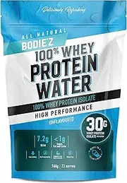 BODIE’Z Whey Protein Water Powder - 30g Protein Per Serve, Less than 1g Sugar Fat and Carbs 11 Vitamins and Minerals, Supplement for Lean Muscle Growth and Recovery, Mix with Water, 760g Unflavoured