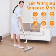 Sponge Mop with Replacement Sponge Head Hands Free Self Wringing Mop with GrbqK