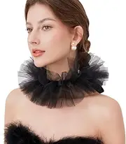 [Generic] Renaissance Tulle Ruffled Neck Collar Clown Mesh Choker Ruffle Collar