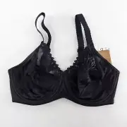 Chantelle Amazone Full Figure Underwire Bra 32D Black Unpadded Lace Trim 2101