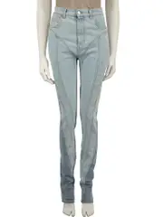 Blue Mid-Rise Spiral Skinny Jeans