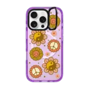 iPhone 16 Pro Impact Ring Stand Case MagSafe Compatible Happy Retro Flowers