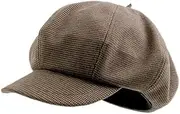 ESOMAVRIX Japanese Retro Plaid Woolen Octagonal Beret Hat for Autumn & Winter Stylish Wide Brimmed Cloud Design/241 Brown