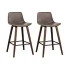 Artiss Set of 2 PU Leather Bar Stools - Walnut Durable Material Solid Quality