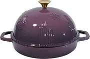 [Flavehc] Cast Iron Bread Oven With Cloche Lid for Baking - Magenta Enameled Dutch Oven With Dome Lid for Sourdough - 2.6 qt
