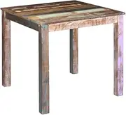 Dining Table Solid Reclaimed Wood 80cm, Kitchen Dinner Table Farmhouse Style, Extendable Dining Room Solid Table Wood Tables Set