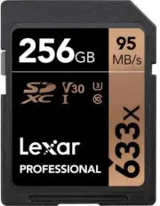 SD Card Lexar 633x Professional 256GB Class10 Video Camera Memory Gold Version