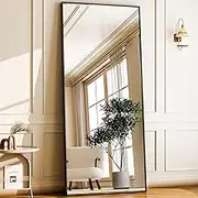 GLSLAND 68" x 24" Full Length Mirror - Rectangle Floor Mirrors Aluminum Alloy Frame Full Body Mirror for Bedroom, Living Room, Cloak Room,Black