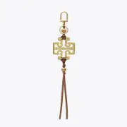 NWT TORY BURCH Leather Kira Tassel Key Ring - Orange Citrine/Island Chartreuse