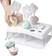 1 Set Cake Decorating Icing Bag Holder Tray Stand,12-Hole Cream Bag Icing Shelf,Cake Decorating Frosting Rack Stainless Steel feet Tools DIY Baking,Foldable Cream Bag Placement Rack