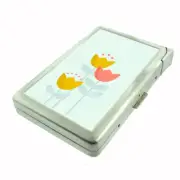 Tulips Em1 Cigarette Case with Built in Lighter Metal Wallet