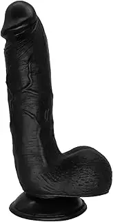 21 cm Realistic Silicone Toys Smooth Ultra-Soft Stick Dildo with Strong Suction Cup Flexible Sturdy Bendable Sex Toy for Hands-Free Play Toys for Women Fake Penis,Schwarz