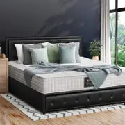 Oikiture Bed Frame Gas Lift With Mattress Set Black- King