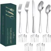 30 Pieces Silverware Set for 6, Includes Spoons Forks Knives, Utensils Cutler...