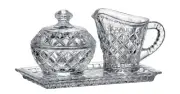 Bohemia Crystal Diamond Sugar Bowl Creamer Jug Set