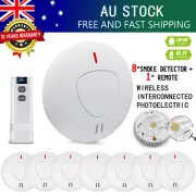 8Pcs ANKA Wireless Interconnected Photoelectric Smoke Alarm Detector & Remote