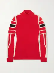 [BOGNER] BOGNER - Esra Striped Intarsia Wool Turtleneck Sweater - Red - FR 38 FR 38 Red