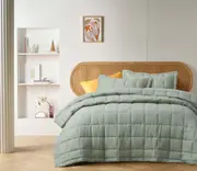 Sage French Linen Coverlet Set
