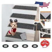 Durable Handmade Stripe Stair Mats - Non-Slip & Machine Washable, 15 Pcs
